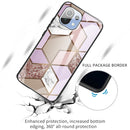 For Xiaomi Mi 11 Abstract Marble Pattern Glass Protective Case(Rhombus Orange Purple)