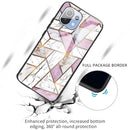 For Xiaomi Mi 11 Abstract Marble Pattern Glass Protective Case(Rhombus White Purple)