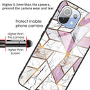 For Xiaomi Mi 11 Abstract Marble Pattern Glass Protective Case(Rhombus White Purple)