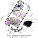For Xiaomi Mi 11 Lite Abstract Marble Pattern Glass Protective Case(Rhombus Gray Purple)
