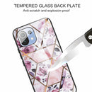 For Xiaomi Mi 11 Lite Abstract Marble Pattern Glass Protective Case(Rhombus Rose)