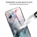 For Xiaomi Mi 11 Lite Abstract Marble Pattern Glass Protective Case(Abstract Light Pink)