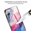 For Xiaomi Mi 11 Lite Abstract Marble Pattern Glass Protective Case(Abstract Red)