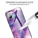 For Xiaomi Mi 11 Lite Abstract Marble Pattern Glass Protective Case(Abstract Purple)