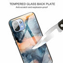 For Xiaomi Mi 11 Lite Abstract Marble Pattern Glass Protective Case(Abstract Blue)