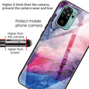 For Xiaomi Redmi Note 10 Abstract Marble Pattern Glass Protective Case(Abstract Red)