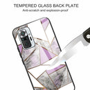 For Xiaomi Redmi Note 10 Pro / Note 10 Pro Max Abstract Marble Pattern Glass Protective Case(Rhombus Gray Purple)
