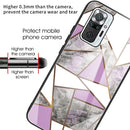 For Xiaomi Redmi Note 10 Pro / Note 10 Pro Max Abstract Marble Pattern Glass Protective Case(Rhombus Gray Purple)