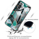 For Xiaomi Redmi Note 10 Pro / Note 10 Pro Max Abstract Marble Pattern Glass Protective Case(Rhombus Dark Green)
