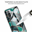 For Xiaomi Redmi Note 10 Pro / Note 10 Pro Max Abstract Marble Pattern Glass Protective Case(Rhombus Dark Green)