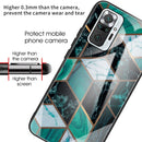 For Xiaomi Redmi Note 10 Pro / Note 10 Pro Max Abstract Marble Pattern Glass Protective Case(Rhombus Dark Green)