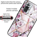 For Xiaomi Redmi Note 10 Pro / Note 10 Pro Max Abstract Marble Pattern Glass Protective Case(Rhombus Rose)