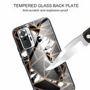 For Xiaomi Redmi Note 10 Pro / Note 10 Pro Max Abstract Marble Pattern Glass Protective Case(Rhombus Black)