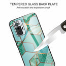 For Xiaomi Redmi Note 10 Pro / Note 10 Pro Max Abstract Marble Pattern Glass Protective Case(Rhombus Green)