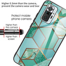 For Xiaomi Redmi Note 10 Pro / Note 10 Pro Max Abstract Marble Pattern Glass Protective Case(Rhombus Green)