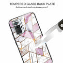 For Xiaomi Redmi Note 10 Pro / Note 10 Pro Max Abstract Marble Pattern Glass Protective Case(Rhombus White Purple)