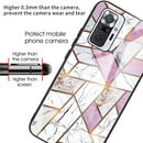 For Xiaomi Redmi Note 10 Pro / Note 10 Pro Max Abstract Marble Pattern Glass Protective Case(Rhombus White Purple)