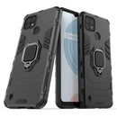 For OPPO Realme C21 Shockproof PC + TPU Protective Case with Magnetic Ring Holder(Black)