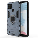 For OPPO Realme C21 Shockproof PC + TPU Protective Case with Magnetic Ring Holder(Navy Blue)
