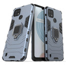 For OPPO Realme C21 Shockproof PC + TPU Protective Case with Magnetic Ring Holder(Navy Blue)