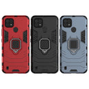 For OPPO Realme C21 Shockproof PC + TPU Protective Case with Magnetic Ring Holder(Navy Blue)