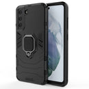 For Samsung Galaxy S21 FE Shockproof PC + TPU Protective Case with Magnetic Ring Holder(Black)