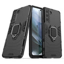 For Samsung Galaxy S21 FE Shockproof PC + TPU Protective Case with Magnetic Ring Holder(Black)