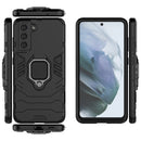 For Samsung Galaxy S21 FE Shockproof PC + TPU Protective Case with Magnetic Ring Holder(Black)