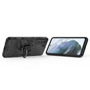 For Samsung Galaxy S21 FE Shockproof PC + TPU Protective Case with Magnetic Ring Holder(Black)