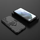 For Samsung Galaxy S21 FE Shockproof PC + TPU Protective Case with Magnetic Ring Holder(Black)