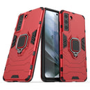 For Samsung Galaxy S21 FE Shockproof PC + TPU Protective Case with Magnetic Ring Holder(Red)