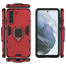 For Samsung Galaxy S21 FE Shockproof PC + TPU Protective Case with Magnetic Ring Holder(Red)