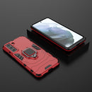 For Samsung Galaxy S21 FE Shockproof PC + TPU Protective Case with Magnetic Ring Holder(Red)