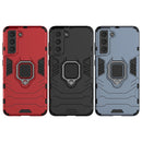 For Samsung Galaxy S21 FE Shockproof PC + TPU Protective Case with Magnetic Ring Holder(Red)