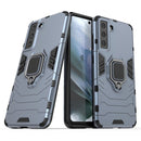 For Samsung Galaxy S21 FE Shockproof PC + TPU Protective Case with Magnetic Ring Holder(Navy Blue)