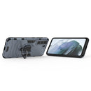 For Samsung Galaxy S21 FE Shockproof PC + TPU Protective Case with Magnetic Ring Holder(Navy Blue)