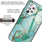 For Samsung Galaxy A32 4G (EU Version) Abstract Marble Pattern Glass Protective Case(Rhombus Green)