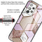 For Samsung Galaxy A32 4G (EU Version) Abstract Marble Pattern Glass Protective Case(Rhombus Orange Purple)