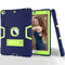 Contrast Color Robot Shockproof Silicone + PC Protective Case with Holder For iPad 9.7 (2017) / (2018)(Navy Blue + Yellow Green)