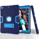 Contrast Color Robot Shockproof Silicone + PC Protective Case with Holder For iPad 9.7 (2017) / (2018)(Navy Blue + Blue)