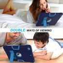 Contrast Color Robot Shockproof Silicone + PC Protective Case with Holder For iPad 9.7 (2017) / (2018)(Navy Blue + Blue)