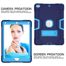 Contrast Color Robot Shockproof Silicone + PC Protective Case with Holder For iPad 9.7 (2017) / (2018)(Navy Blue + Blue)
