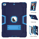 Contrast Color Robot Shockproof Silicone + PC Protective Case with Holder For iPad 9.7 (2017) / (2018)(Navy Blue + Blue)