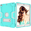 Contrast Color Robot Shockproof Silicone + PC Protective Case with Holder For iPad 9.7 (2017) / (2018)(Grey + Mint Green)