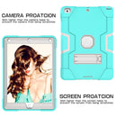 Contrast Color Robot Shockproof Silicone + PC Protective Case with Holder For iPad 9.7 (2017) / (2018)(Grey + Mint Green)