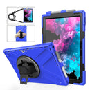 For Microsoft Surface Pro 4 / 5 / 6 / 7 / 7+ Shockproof Colorful Silicone + PC Protective Case with Holder & Hand Strap & Pen Slot(Blue)