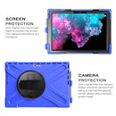 For Microsoft Surface Pro 4 / 5 / 6 / 7 / 7+ Shockproof Colorful Silicone + PC Protective Case with Holder & Hand Strap & Pen Slot(Blue)