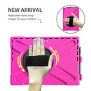 For Microsoft Surface Pro 4 / 5 / 6 / 7 / 7+ Shockproof Colorful Silicone + PC Protective Case with Holder & Hand Strap & Pen Slot(Rose Red)