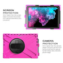 For Microsoft Surface Pro 4 / 5 / 6 / 7 / 7+ Shockproof Colorful Silicone + PC Protective Case with Holder & Hand Strap & Pen Slot(Rose Red)