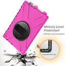 For Microsoft Surface Pro 4 / 5 / 6 / 7 / 7+ Shockproof Colorful Silicone + PC Protective Case with Holder & Hand Strap & Pen Slot(Rose Red)
